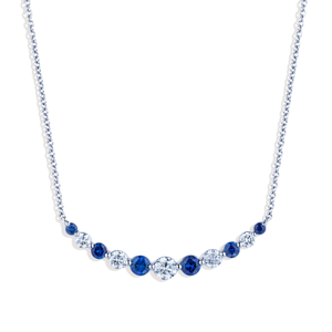 Curved Sapphire and Diamond Necklace