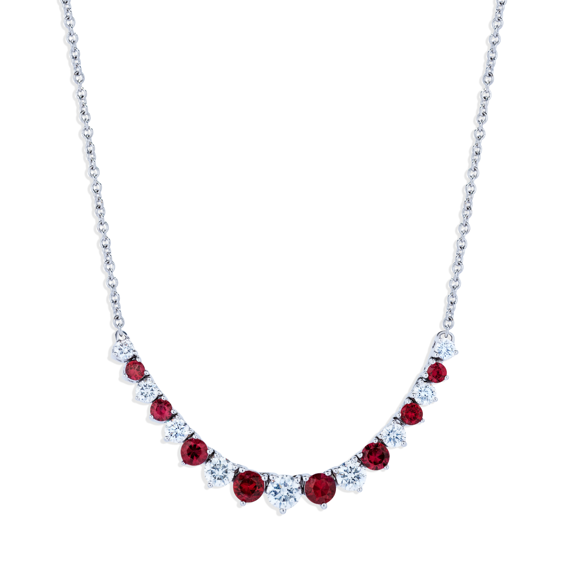 Ruby and Diamond Curved Necklace