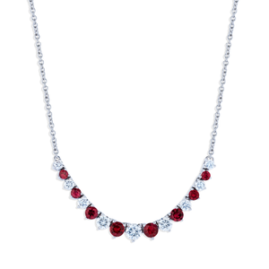 Ruby and Diamond Curved Necklace