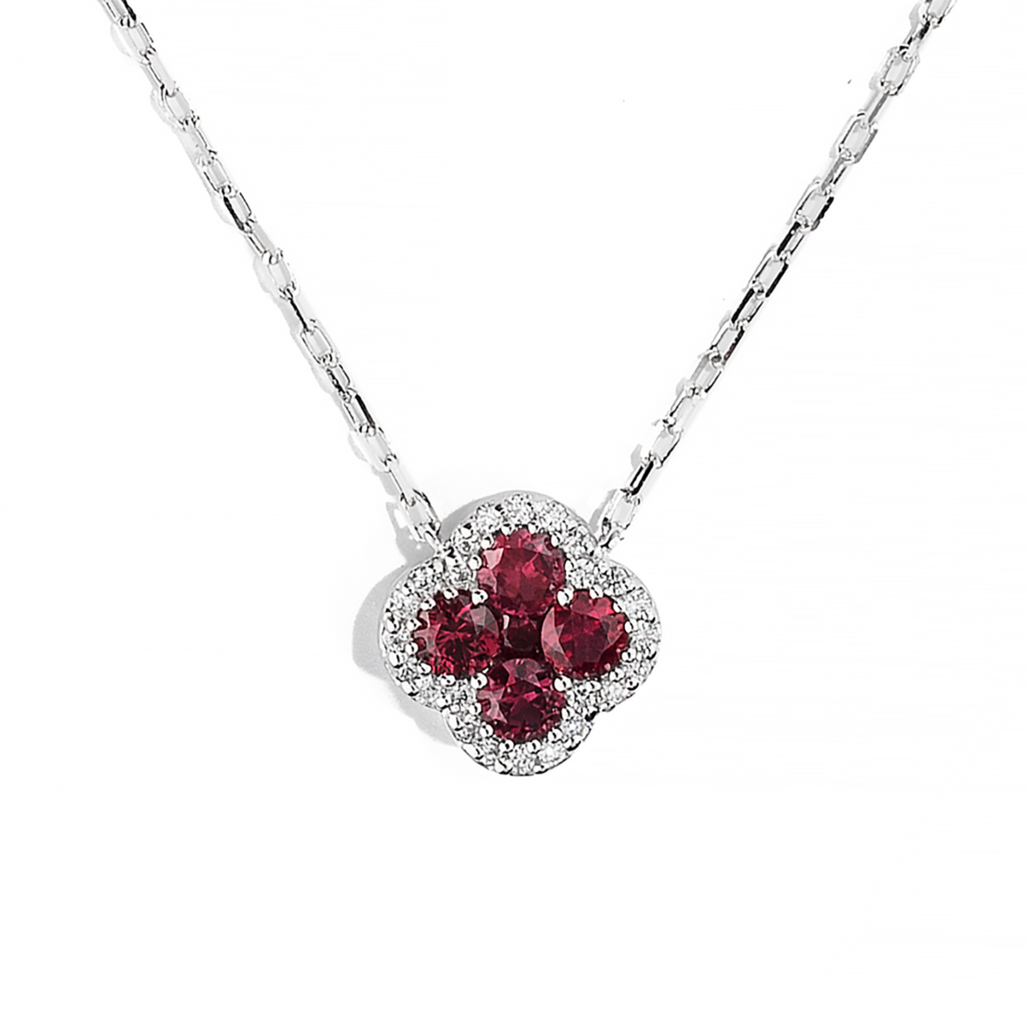 Ruby and Diamond Floral Pendant