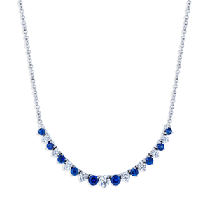 White Gold Sapphire and Diamond Curve Necklace