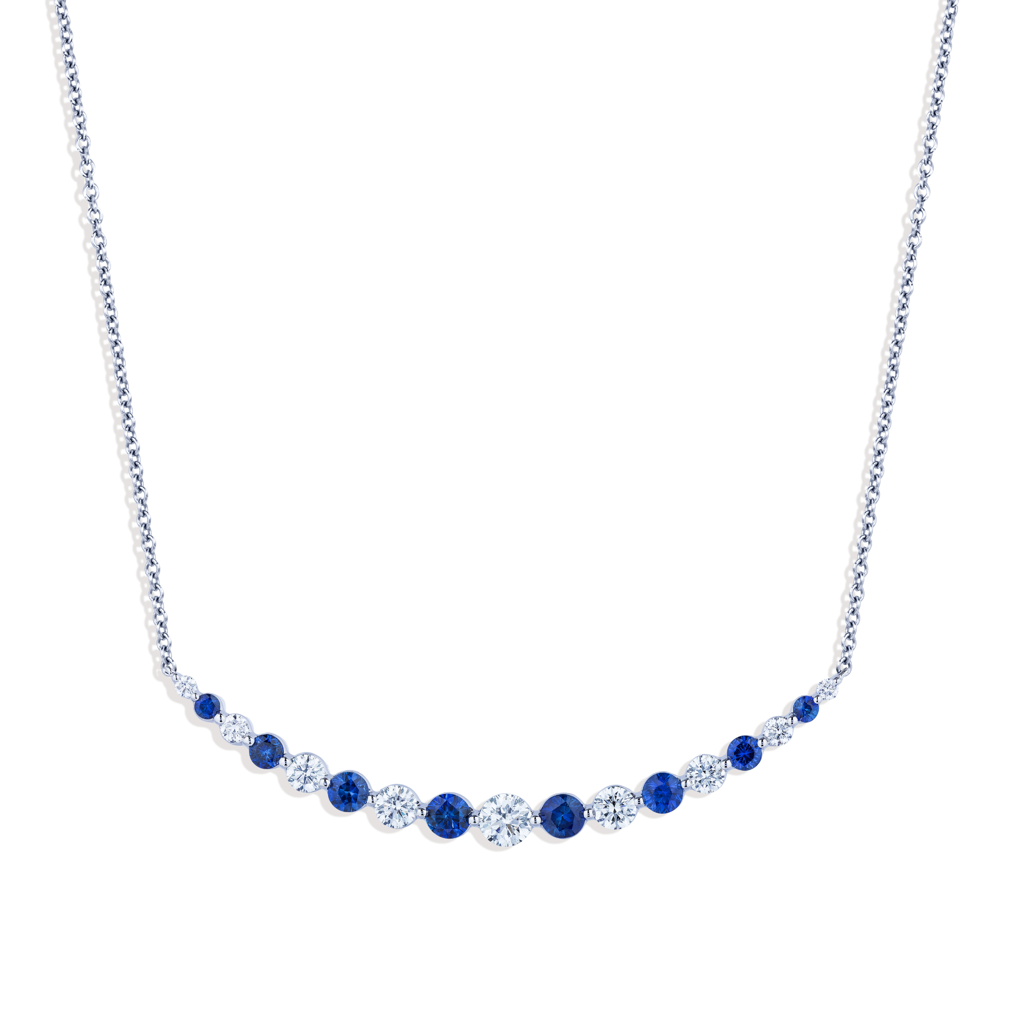 Curved Sapphire and Diamond Necklace