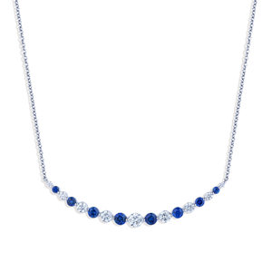 Curved Sapphire and Diamond Necklace