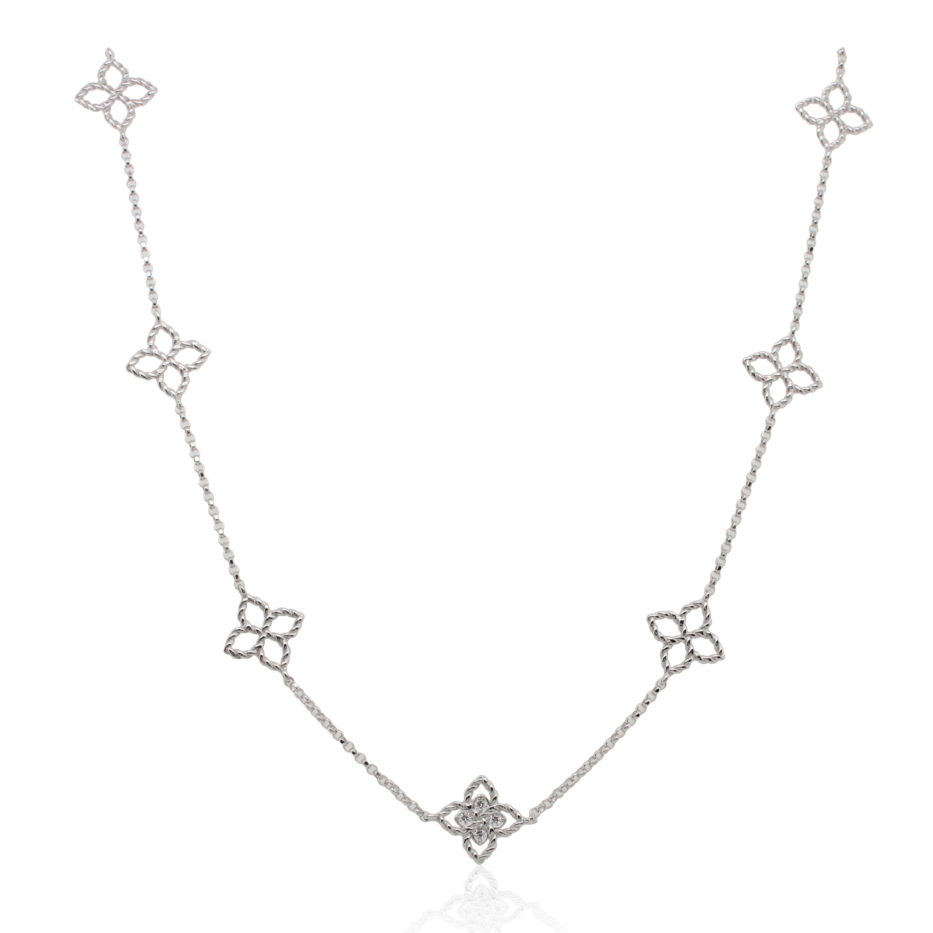 Roberto Coin Princess Flower Diamond Station Necklace