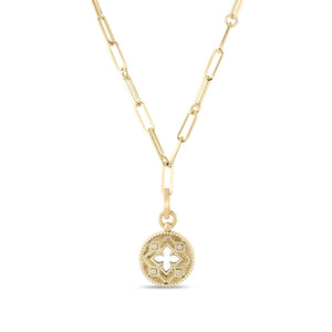 Roberto Coin Diamond Venetian Princess Small Medal Necklace