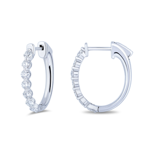 White Gold Diamond Huggie Hoop Earrings