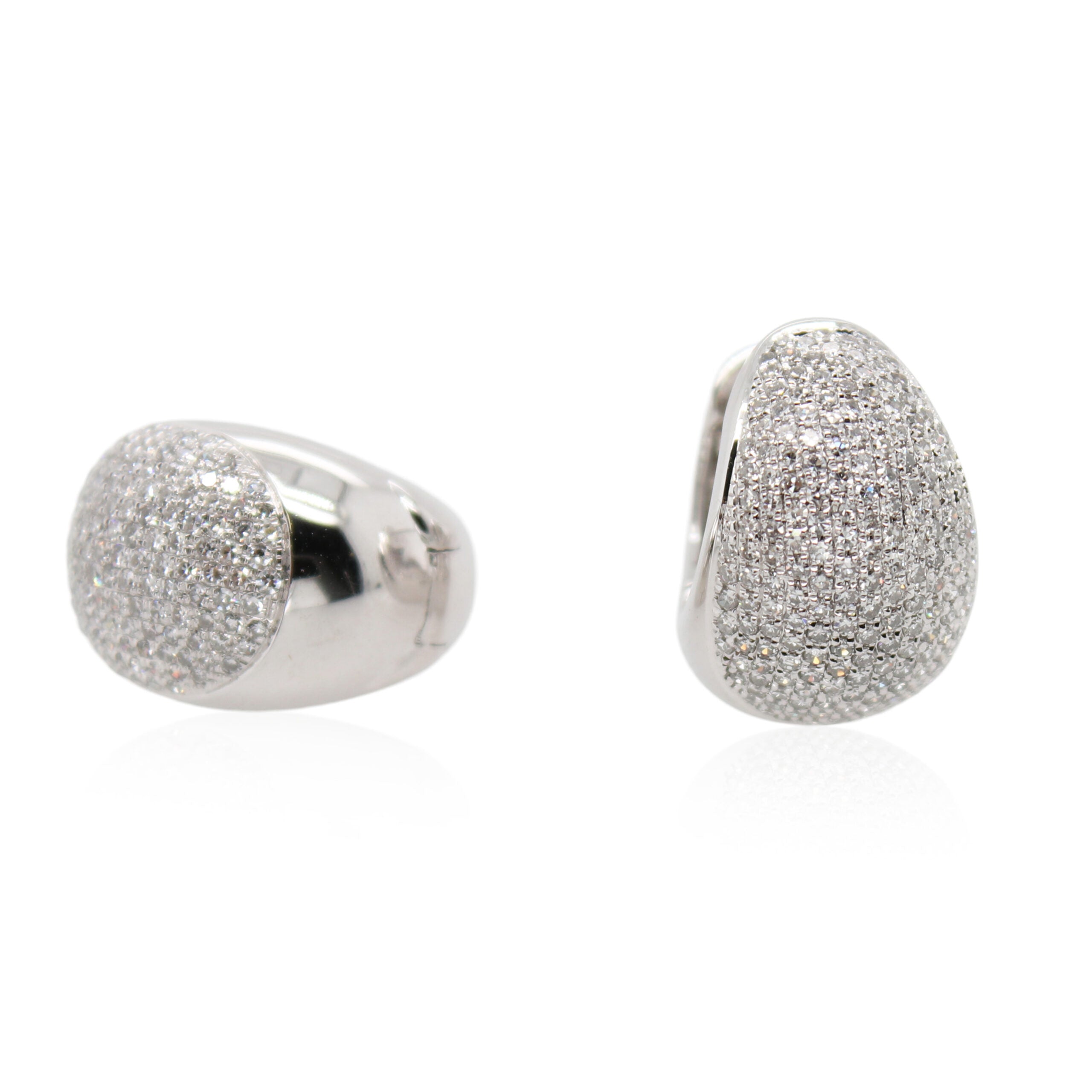 White Gold Pavé Diamond Huggie Hoops