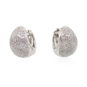 White Gold Pavé Diamond Huggie Hoops