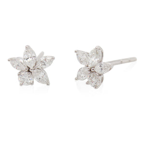 Marquise and Round Diamond Floral Studs