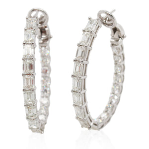 Emerald Cut Diamond In/Out Hoop Earrings
