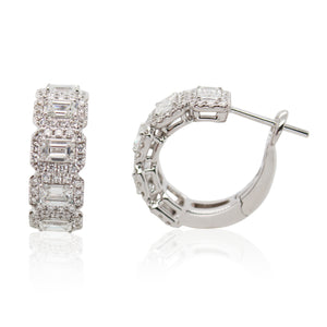 Emerald Cut Diamond Hoop Earrings