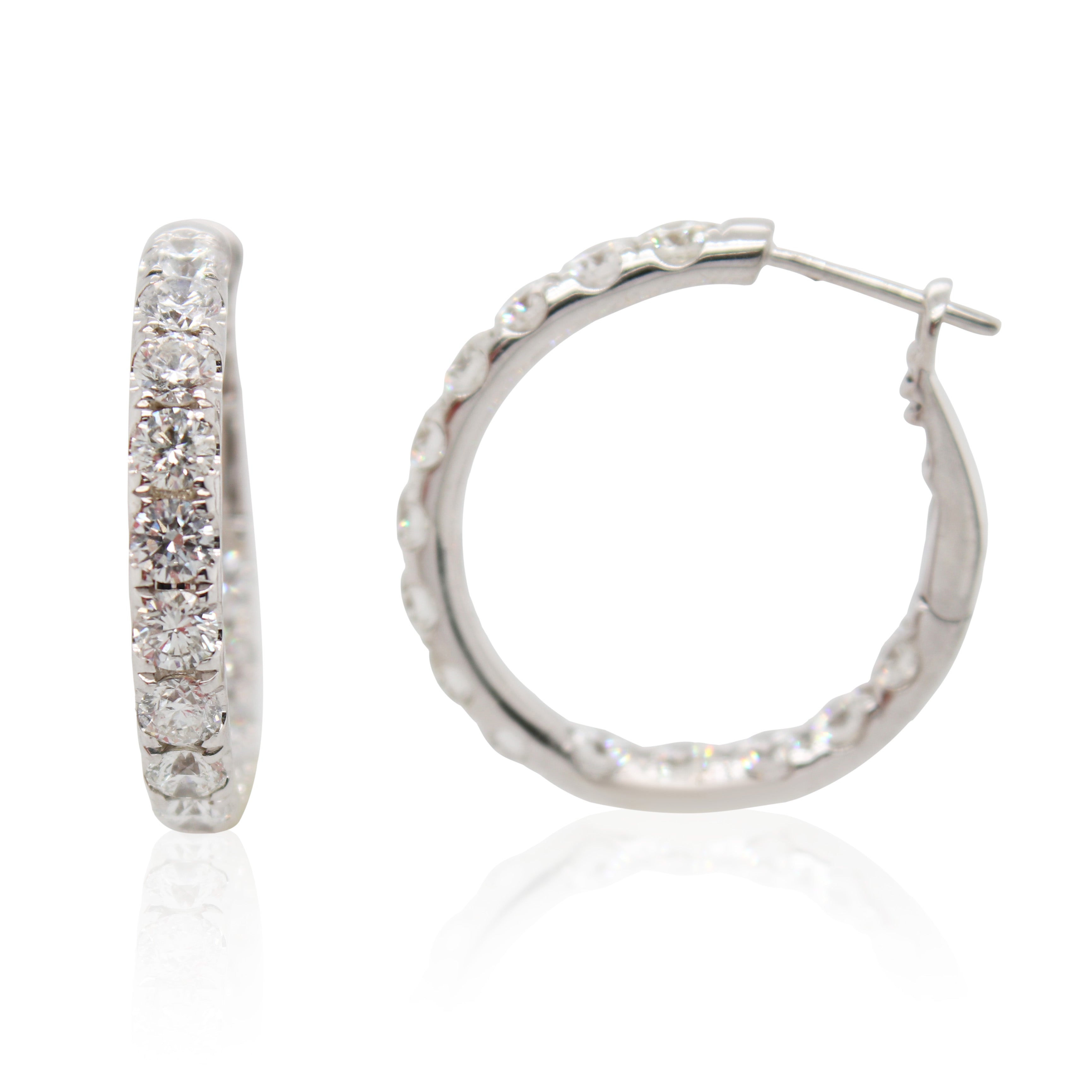 White Gold In/Out Diamond Hoop Earrings