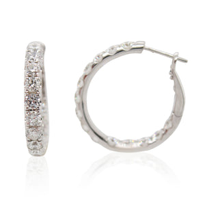 White Gold In/Out Diamond Hoop Earrings