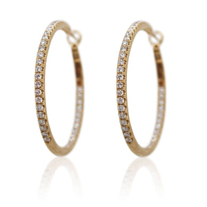 Yellow Gold In/Out Diamond Hoop Earrings