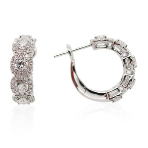 Round Diamond Halo Hoops