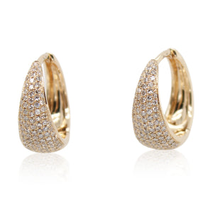 Yellow Gold Pavé Diamond Huggie Hoops