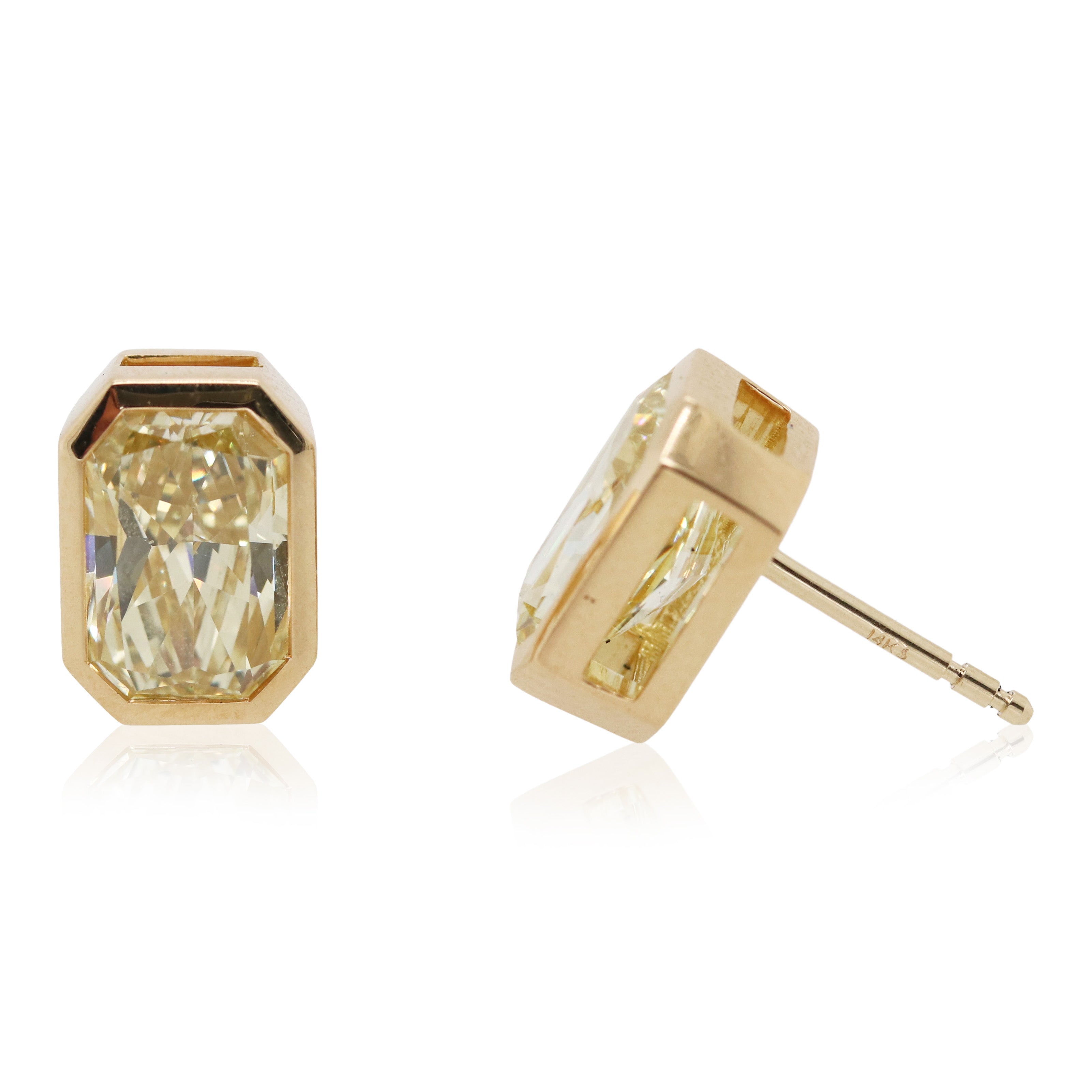 Bezel Set Fancy Yellow Diamond Earrings