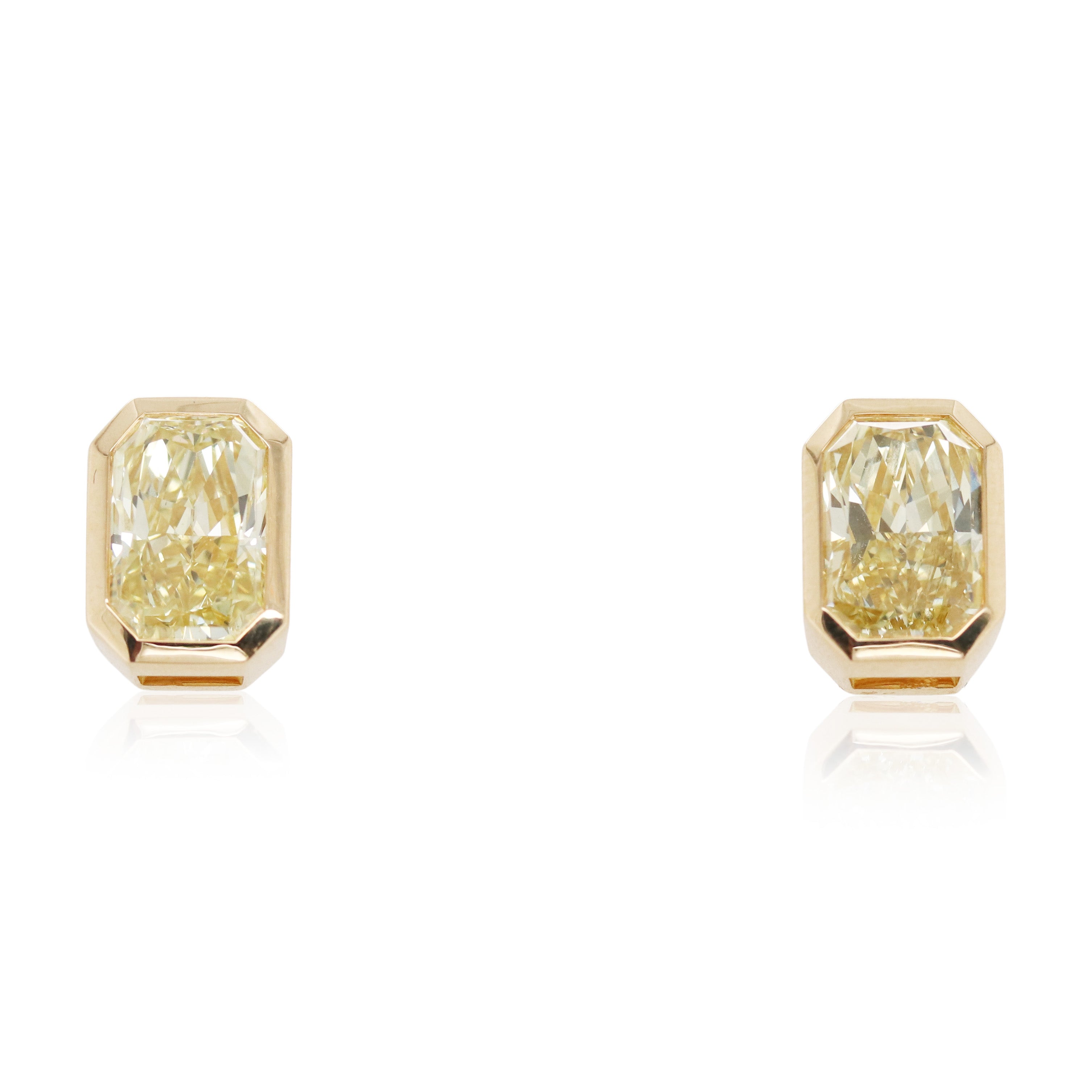 Bezel Set Fancy Yellow Diamond Earrings