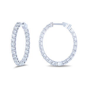 White Gold In/Out Diamond Hoops