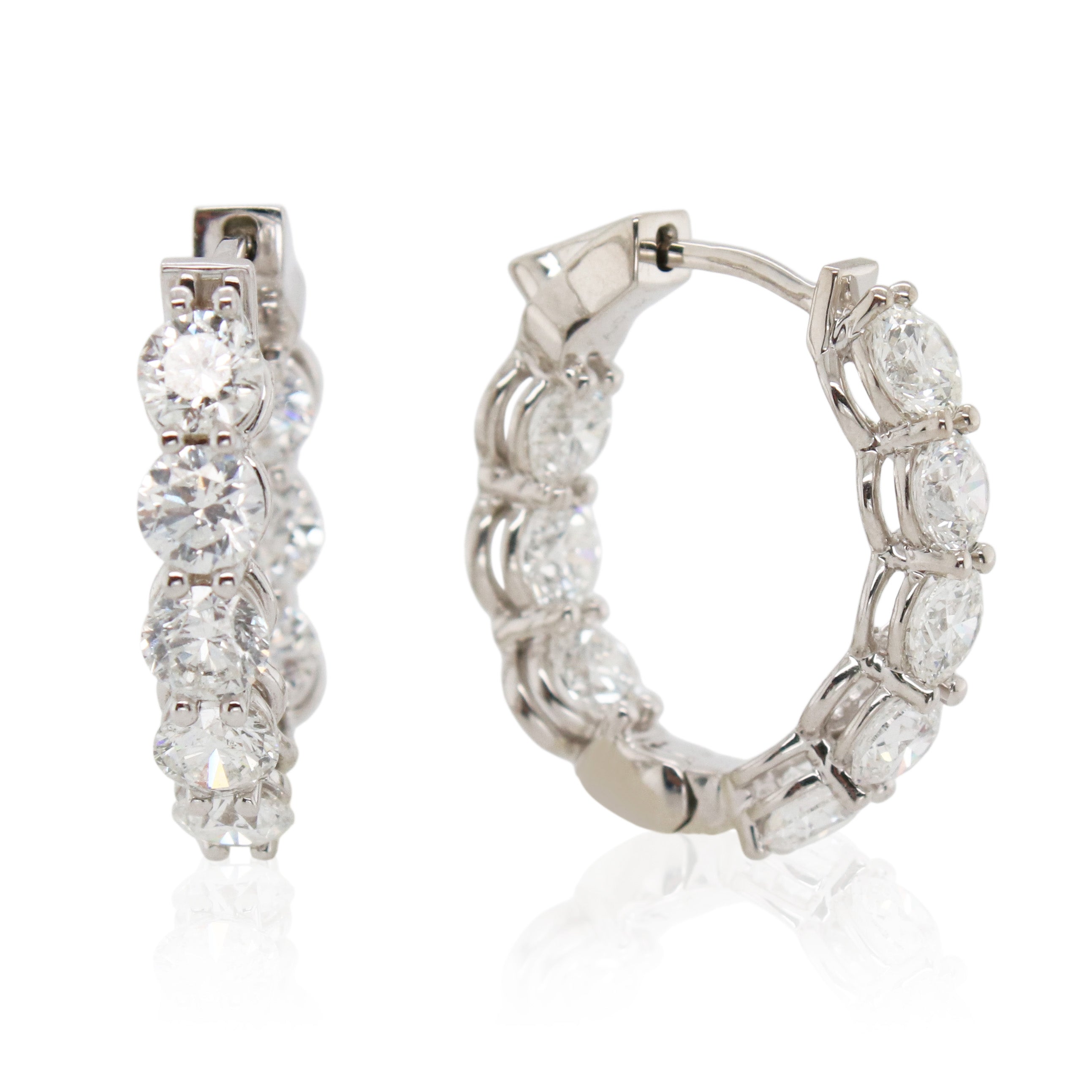 White Gold In/Out Diamond Hoops