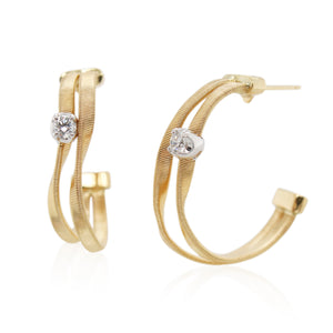 Marco Bicego 18K Yellow Gold Diamond Station Hoop Earrings