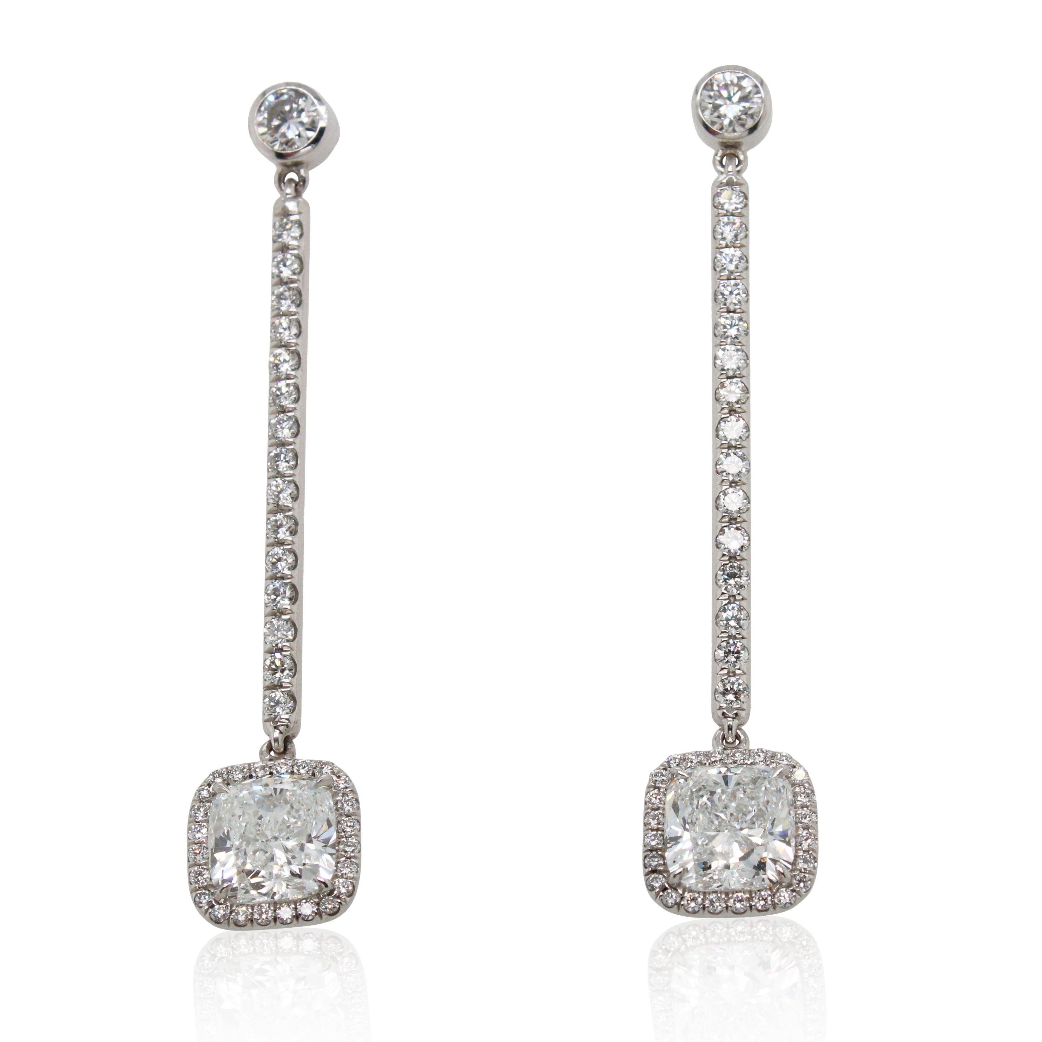 Diamonds of Wonder Cushion Cut Diamond Drop Earrings