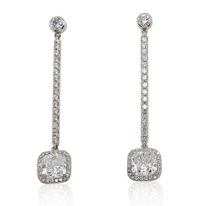 Diamonds of Wonder Cushion Cut Diamond Drop Earrings