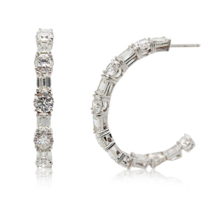 Diamonds of Wonder Alternating Diamond Hoop Earrings