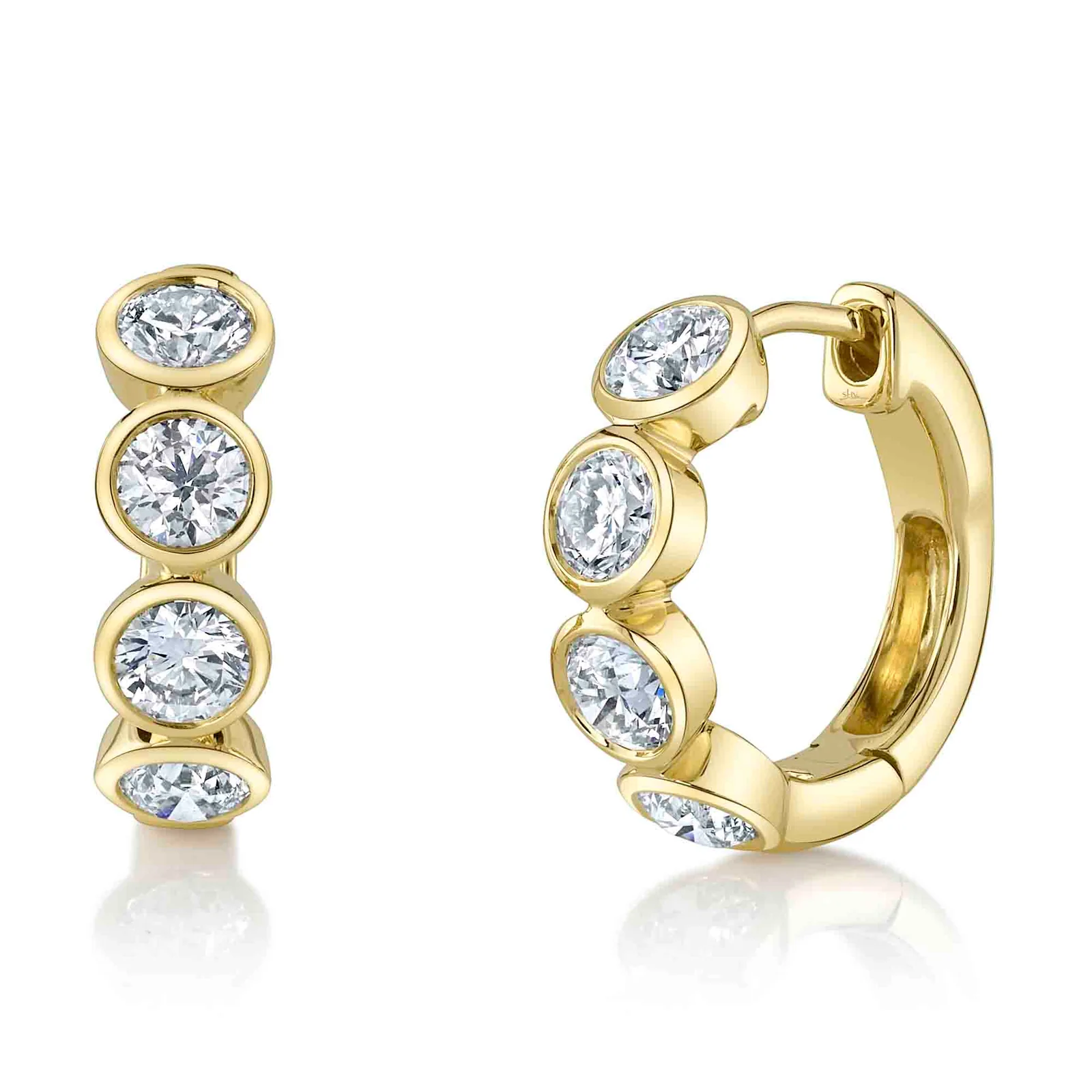 1.50ct Total Weight Bezel Set Diamond Huggie Hoops
