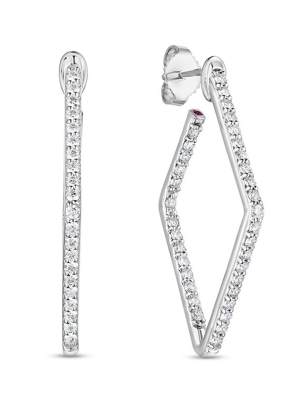 Roberto Coin Diamond Square Hoop Earrings