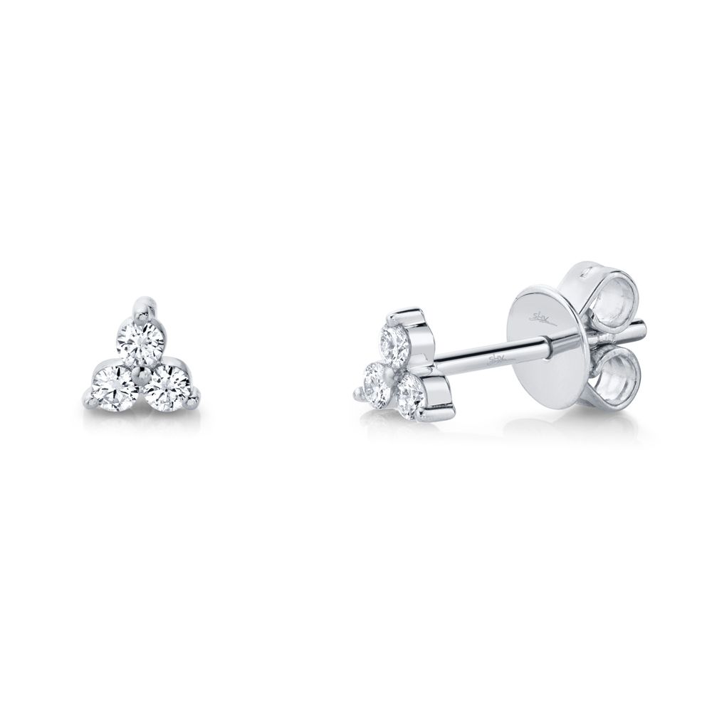 Tri Diamond Stud Earrings