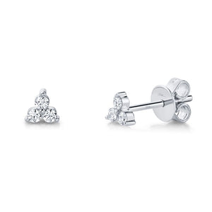 Tri Diamond Stud Earrings