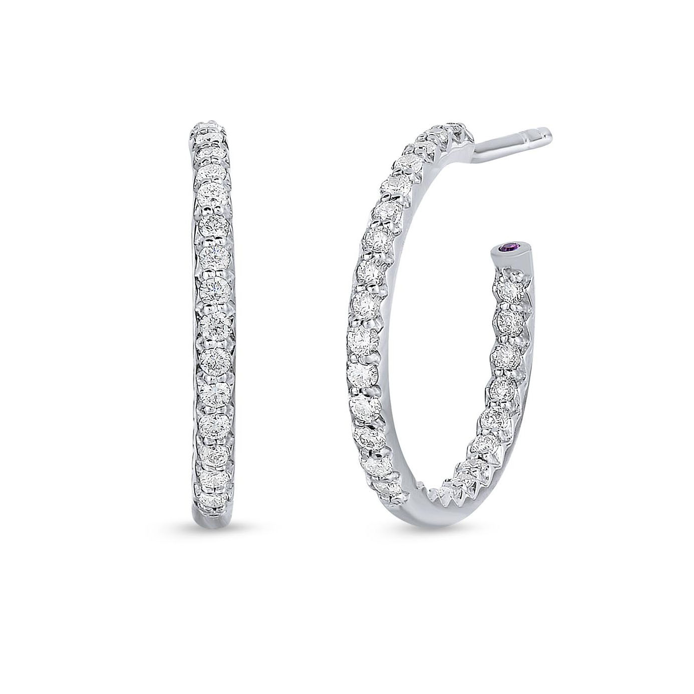 Roberto Coin Extra Small Inside Outside Diamond Hoop Earrings
