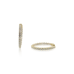 Oval Diamond In and Out Hoop Earrings