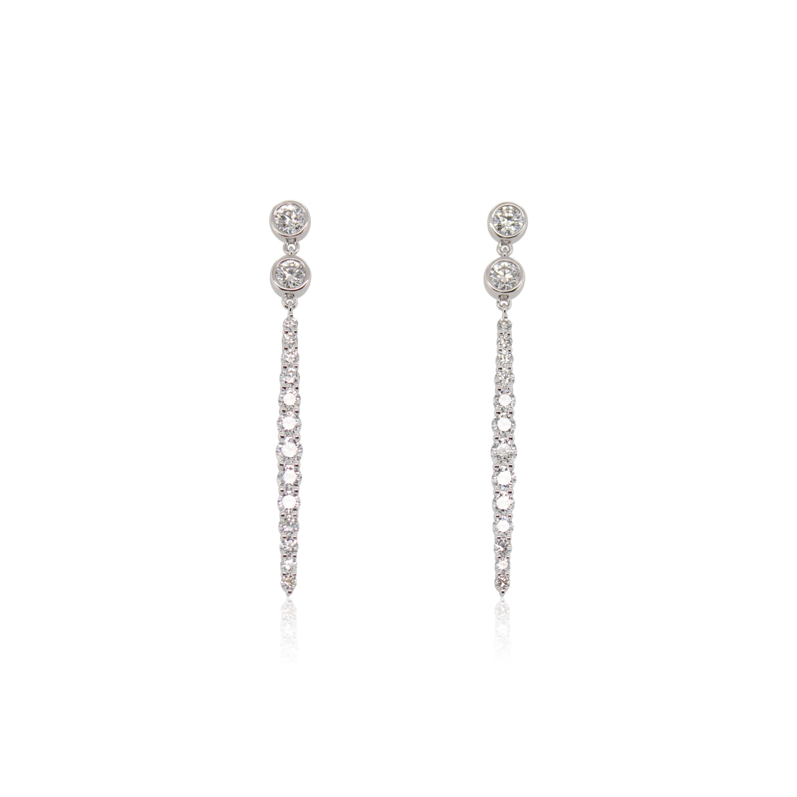 Diamond Single Bar Drop Earrings