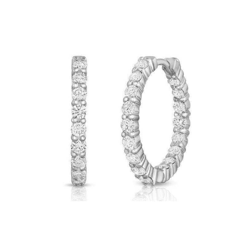 Roberto Coin Medium Inside Outside Diamond Hoop Earrings