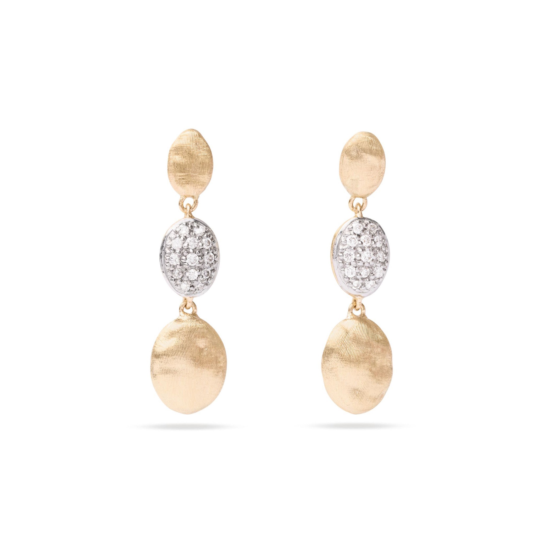 Marco Bicego Siviglia Collection 18K Yellow Gold and Diamond Triple Drop Earrings