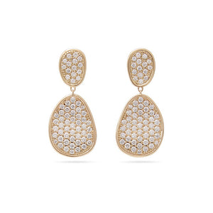 Marco Bicego Lunaria Collection 18K Yellow Gold and Diamond Pavé Small Double Drop Earrings