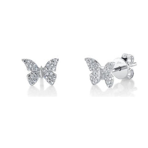 White Gold Diamond Butterfly Studs