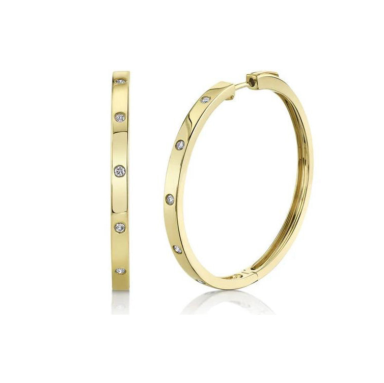 Diamond Station Hoop Earrings