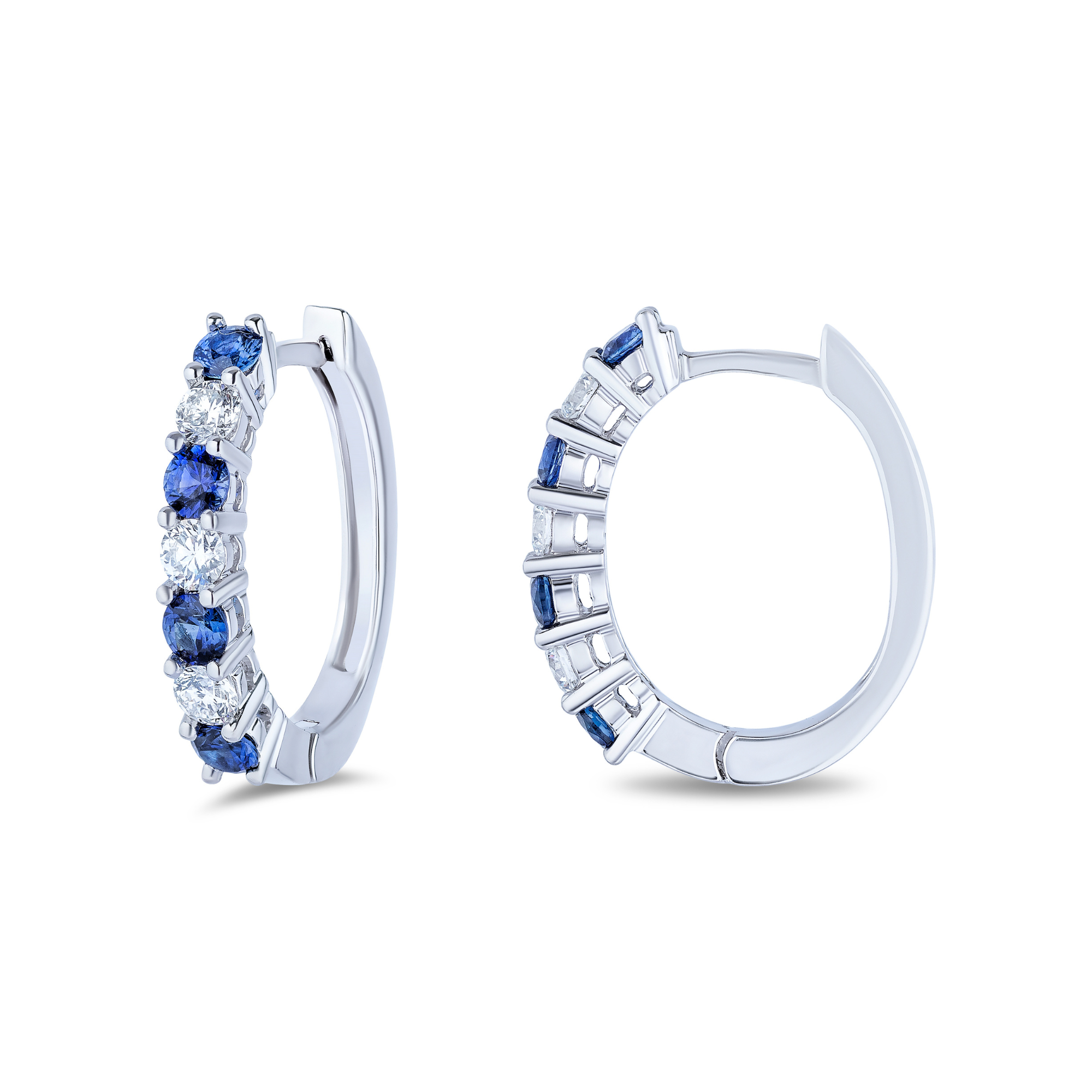 Sapphire and Diamond Hoop Earrings