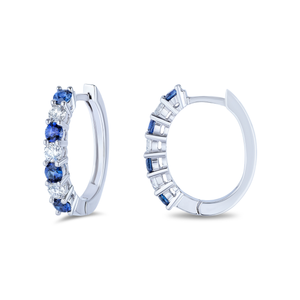 Sapphire and Diamond Hoop Earrings