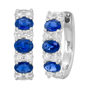 Sapphire and Diamond Huggy Hoops