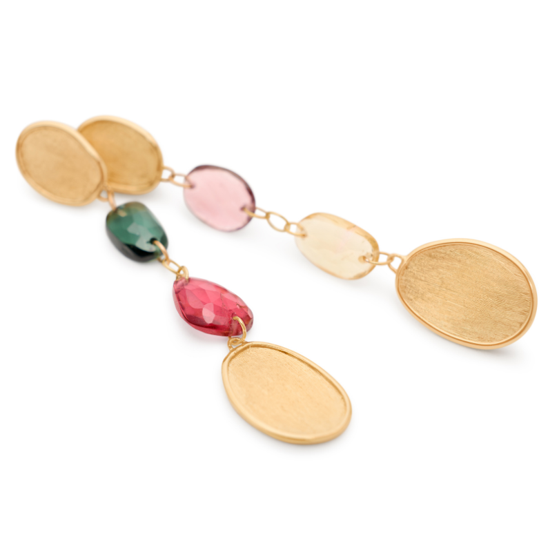 Marco Bicego Lunaria Collection 18K Yellow Gold Multi-Color Tourmaline Earrings