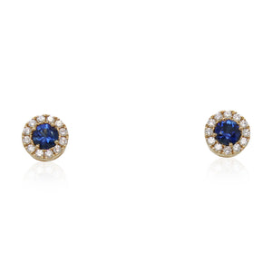 Sapphire and Halo Diamond Studs