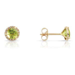 Peridot Halo Stud Earrings