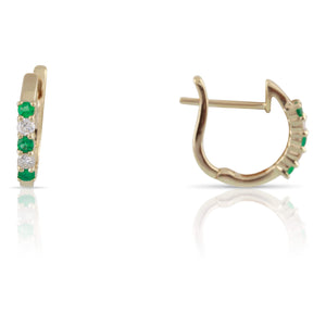 Emerald and Diamond Hoop Earrings