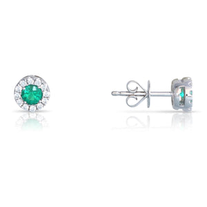 Emerald and Diamond Halo Earrings