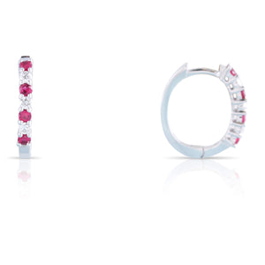 Ruby and Diamond Hoop Earrings