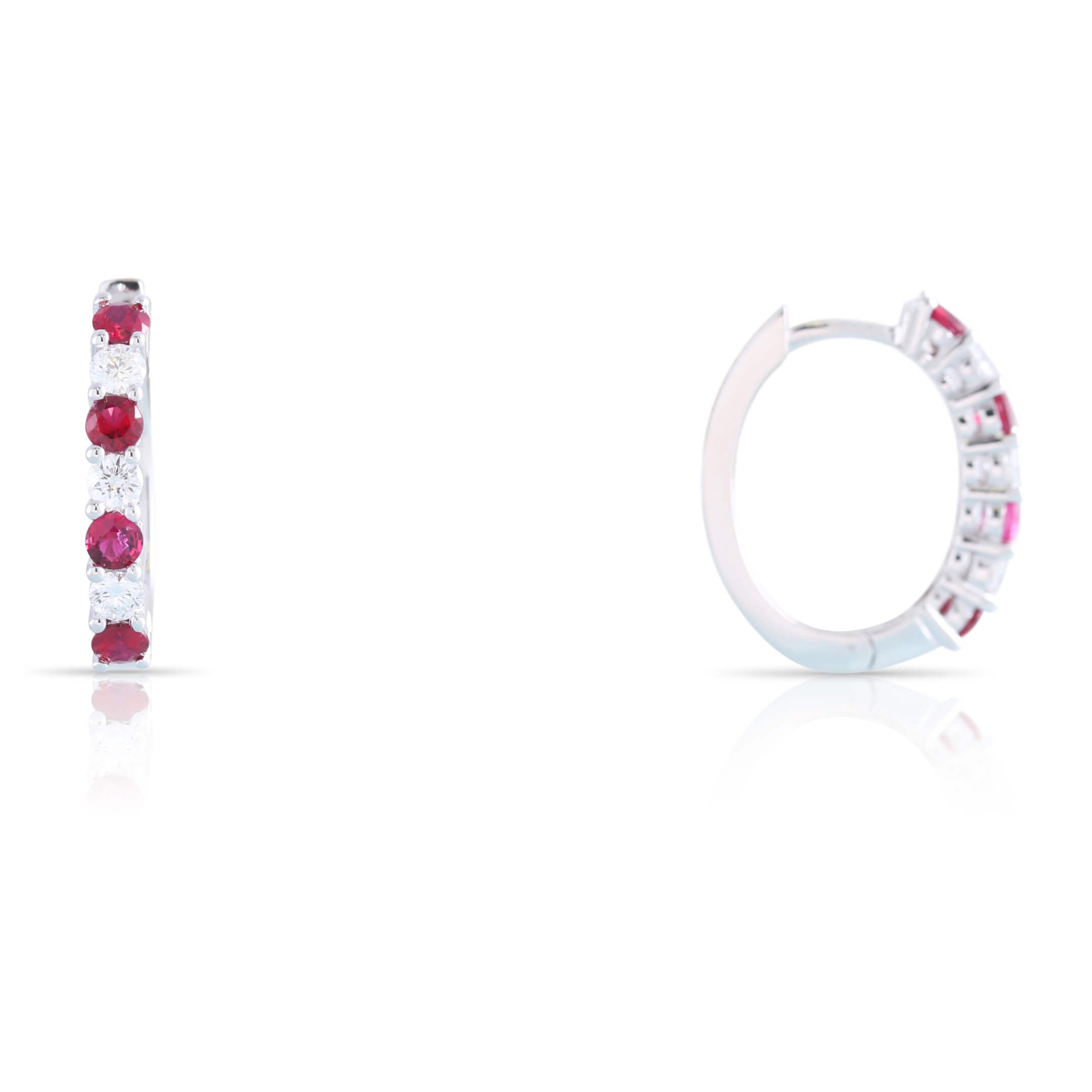 Ruby and Diamond Hoop Earrings